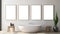 Minimalistic Bathroom Wall Mock-up With Three Empty Frames