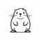 Minimalistic Beaver Cartoon Doodle Line Art