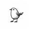 Minimalistic Bird Cartoon Doodle Line Art