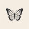 Minimalistic Black Butterfly Logo In Vintage Style
