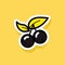 Minimalistic Black Cherry Icon On Yellow Background