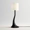 Minimalistic Black Lamp With Whiplash Curves And White Shade