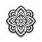 Minimalistic Black And White Floral Sticker With Indian Iconography