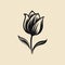 Minimalistic Black And White Tulip Tattoo Logo