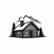 Minimalistic Black Wooden Cabin Hut Silhouette Logo Design