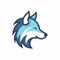 Minimalistic Blue Wolf Logo Design In Cartoon Style