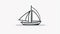 Minimalistic Boat Icon: Black Continuous Line Art Design