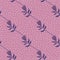 Minimalistic botanic pattern with purple flower silhouettes. Decorative print with lilac dotted background