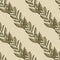 Minimalistic botanic seamless pattern with autumn leaf branches. Brown floral elements on light beige background
