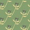 Minimalistic botanic seamless pattern with flower silhouettes. Yellow flower twigs. Soft olive green background