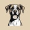 Minimalistic Boxer Dog Drawing In Dark Beige And Brown