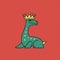 Minimalistic Brontosaurus Dino With Crown In Basquiat Style