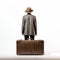 Minimalistic Brown Leather Suitcase Bag On Man\\\'s Shoulder