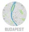 Minimalistic Budapest city map icon.