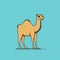 Minimalistic Cartoon Camel Illustration On Blue Background