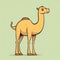 Minimalistic Cartoon Camel Illustration On Green Background