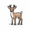 Minimalistic Cartoon Deer On White Background