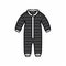 Minimalistic Cartoon Design Of Child\\\'s Onepiece With White Stripes