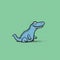Minimalistic Cartoon Doodle: Blue Crocodile On Green Background