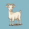 Minimalistic Cartoon Goat Doodle On Blue Background