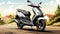 Minimalistic Cartoon Moped Sketch On Gravel - Uhd Image