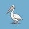 Minimalistic Cartoon Pelican Illustration On Blue Background