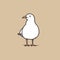 Minimalistic Cartoon Seagull Doodle On Beige Background