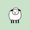 Minimalistic Cartoon Sheep On Green Background