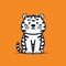 Minimalistic Cartoon Tiger On Orange Background