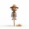 Minimalistic Childbook Scarecrow On Stick - Uhd Illustration