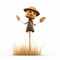 Minimalistic Childbook Style Scarecrow On A Stick