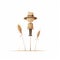Minimalistic Childbook Style Scarecrow On Stick - 32k Uhd