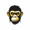 Minimalistic Chimpanzee Head Logo With Yellow And Black Stripes