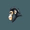 Minimalistic Chimpanzee Logo Design In Flat Shading Style