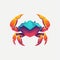 Minimalistic Colored Crab Illustration