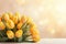 Minimalistic colorful blurred spring background in yellow tones for product placement