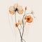 Minimalistic Composition: Orange And Brown Flower Drawing