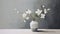 Minimalistic Composition: White Flowers In A Vase Oil Painting
