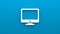 Minimalistic computer monitor icon. 3d rendering of a flat icon on a blue background.