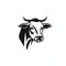 Minimalistic Cow Head Logo: Monochromatic Minimalist Portraits Inspired