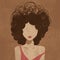 Minimalistic curly young girl portrait