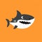Minimalistic Cute Shark Icon On Orange Background