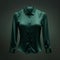 Minimalistic Dark Green Silk Shirt With Hyper-realistic Details