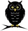 Minimalistic dark owl logo. Dark owl clipart.