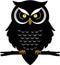Minimalistic dark owl logo. Dark owl clipart.