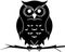 Minimalistic dark owl logo. Dark owl clipart.