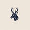 Minimalistic Deer Icon Logo In Dark Navy And Beige