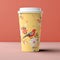 Minimalistic Design of a Spring Themed Paper Cup. Generative AI