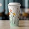 Minimalistic Design of a Spring Themed Paper Cup. Generative AI