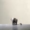 Minimalistic Diorama: Two Elephants In Japanese Minimalism Style